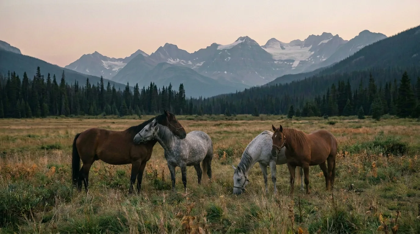 Chevaux en liberté, Écurie des Deux Cœurs, Haute-Savoie